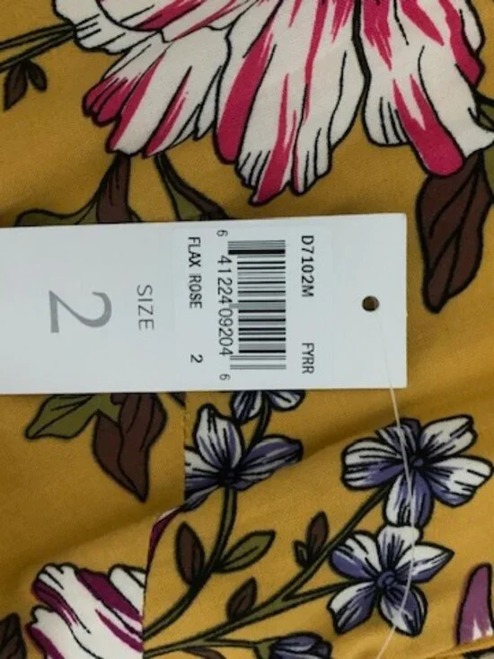 NWT Donna Morgan Yellow Floral Asymmetrical Midi Dress Size 2 - Picture 5 of 13